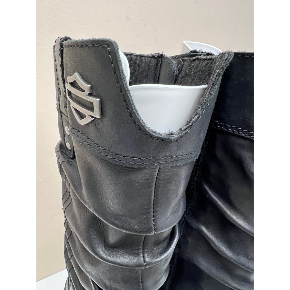 Harley Davidson Mid Calf Boots Womens 6.5 Black Excellent Leather Slouch Biker - Picture 8 of 15